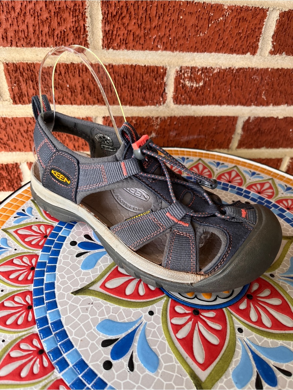 KEEN Venice H2 Womens 7 Closed Toe Water Sandals Midnight Navy Coral